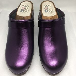 Brand New Purple Metallic Leather Clogs